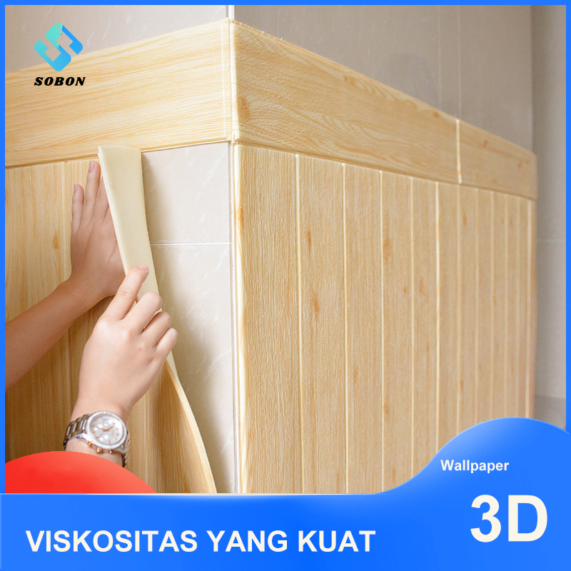 Wallpaper dinding 3d Motif 70x70cm Kayu Wood Foam Dekorasi Kamar Murah  Wallfoam