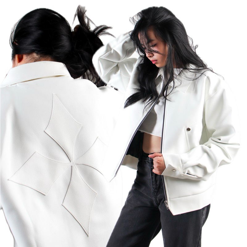 Jual IFAURJI - Leather Jacket Boxy | Shopee Indonesia