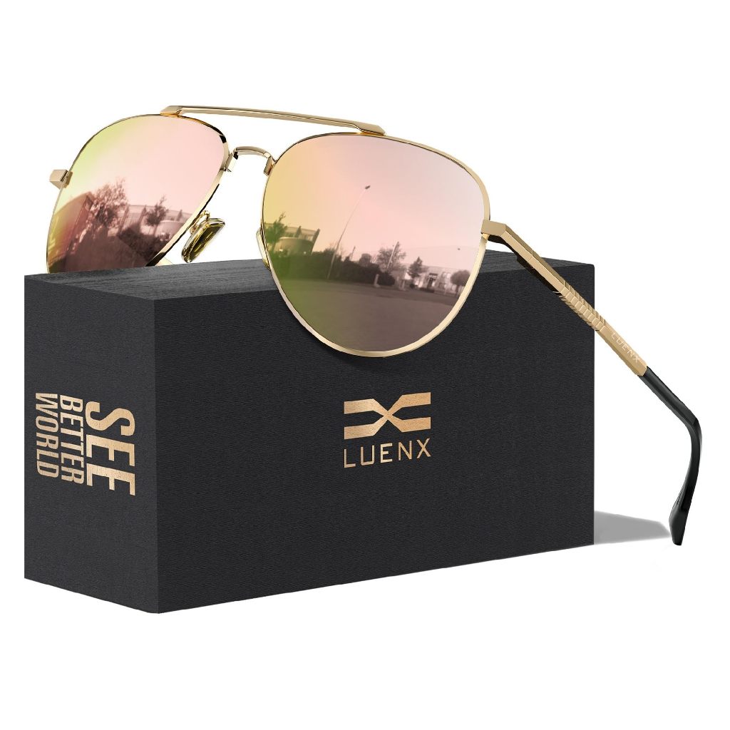 Jual Luenx Aviator Sunglasses Unisex Polarized Lens Trendy Sun Glasses UV 400 Protection 60MM with Accessories Driving 1503 4 Shopee Indonesia