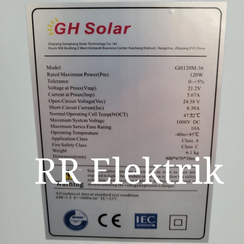 Jual Solar Panel Solar Cell Panel Surya GH 120wp Mono 120wp ...
