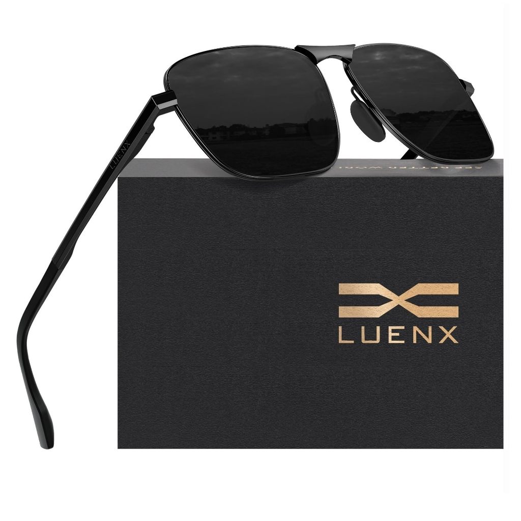 Jual Luenx Kacamata Rectangular Polarized Aviator Sunglasses Unisex Retro Pilot Shades Driving 7403