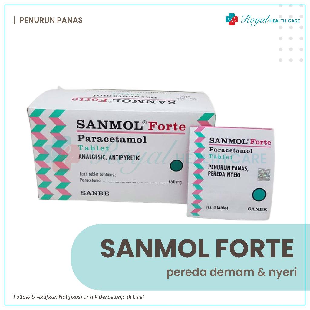 Jual SANMOL FORTE STRIP 4 TABLET Untuk Demam, Sakit kepala, dan Sakit ...