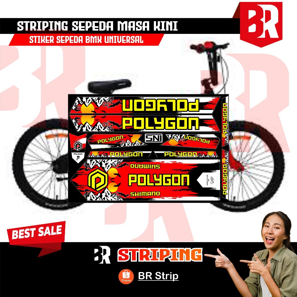 Jual NEW stiker striping sepeda BMX 18 20 polygon decal glossy lentur ...
