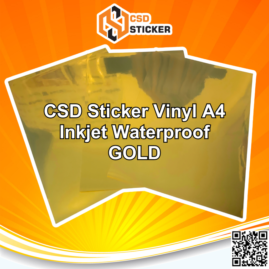Jual CSD Sticker Vinyl Inkjet Hologram Gold A4 Stiker Label Rainbow ...
