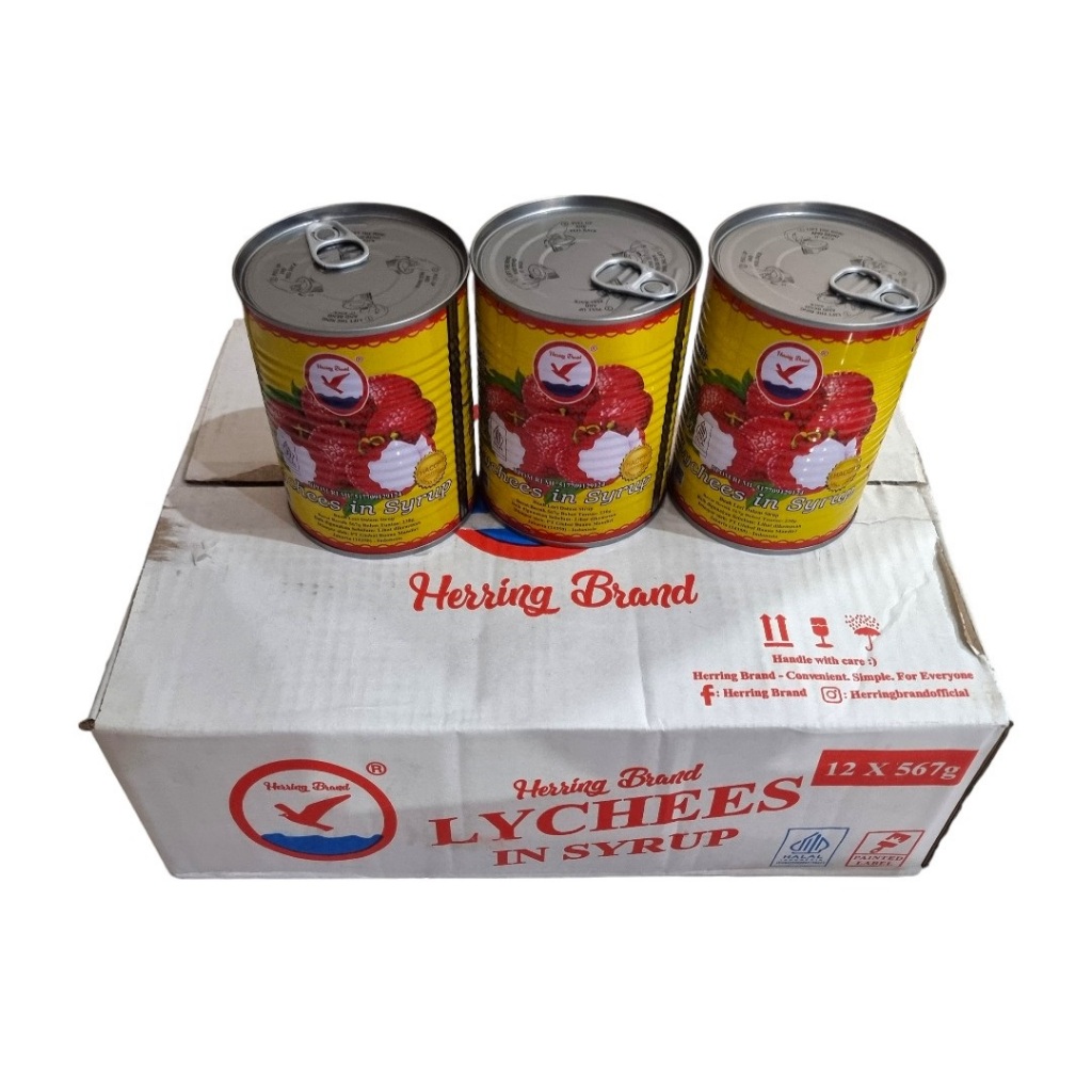 Jual Buah sirup leci lychee lecy lechy syrup kaleng Herring brand 12 x ...