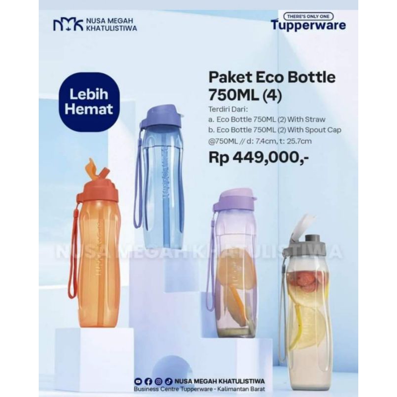 Jual Tupperware Eco Botol straw 750ml ecer (1) | Shopee Indonesia