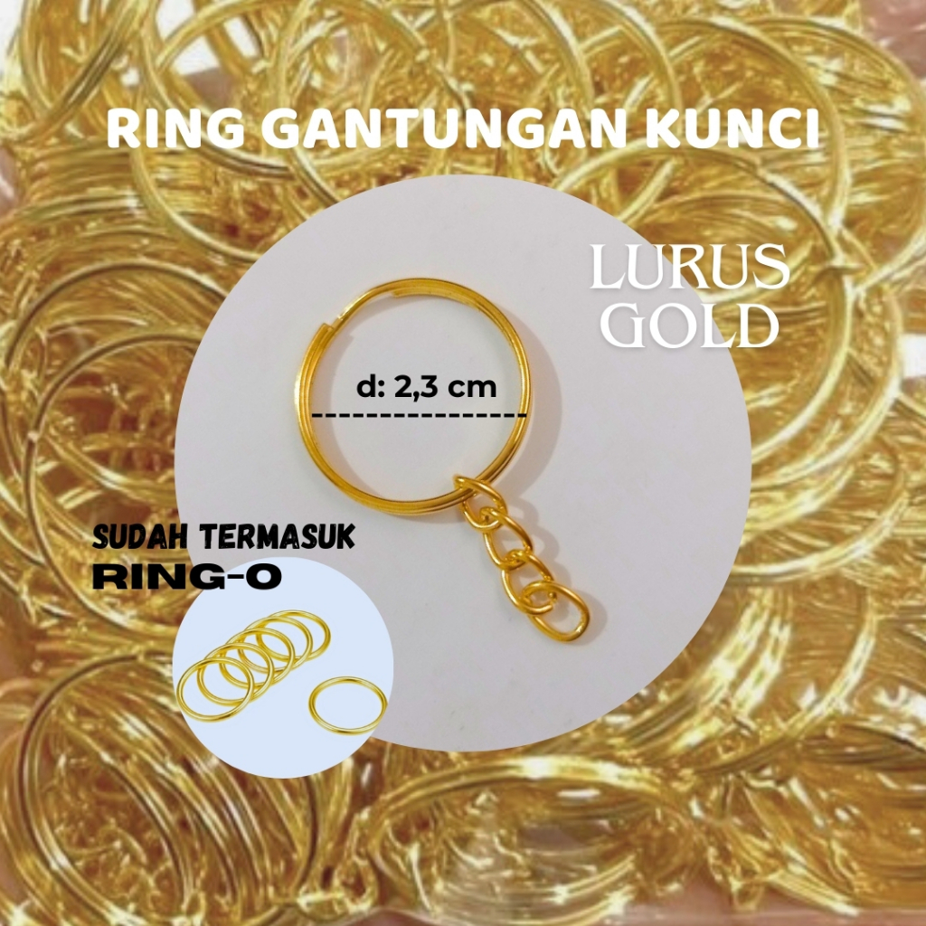 Jual Ring Gantungan Kunci Gold Lurus Aksesoris Keychain Hiasan Pipih ...