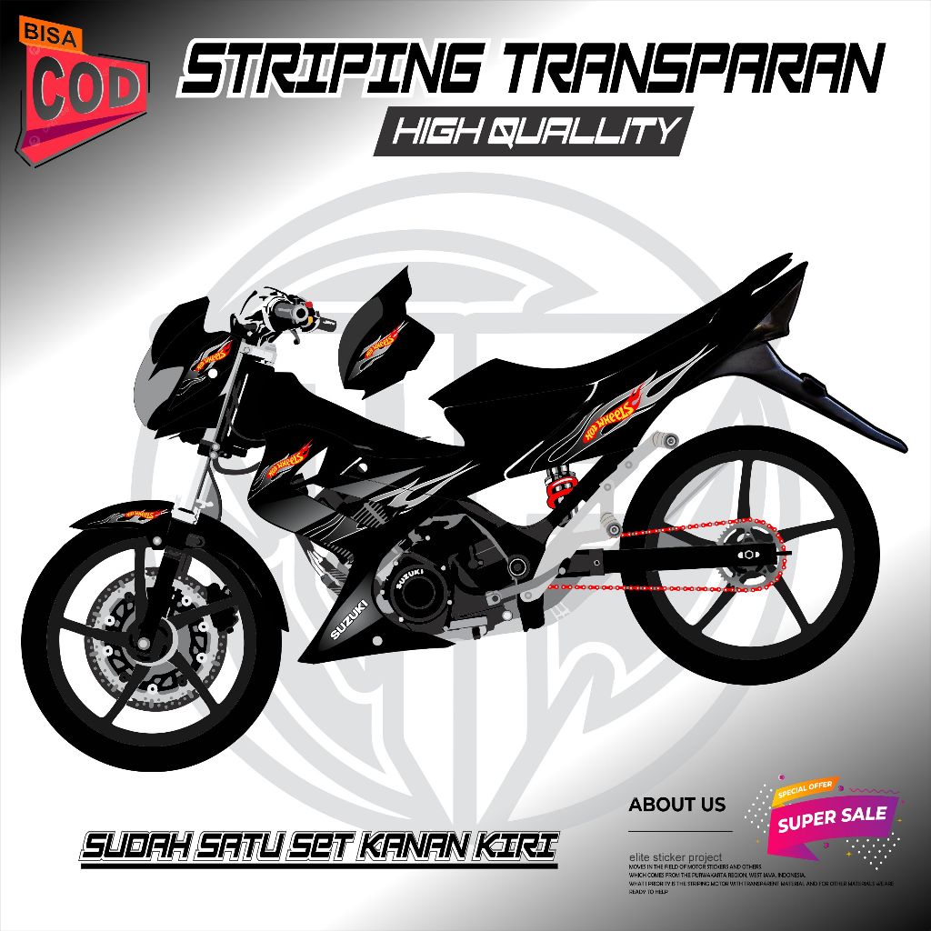 Jual STRIPING TRANSPARAN SATRIA FU BARONG CBU STICKER CUSTOM MOTIF API ...