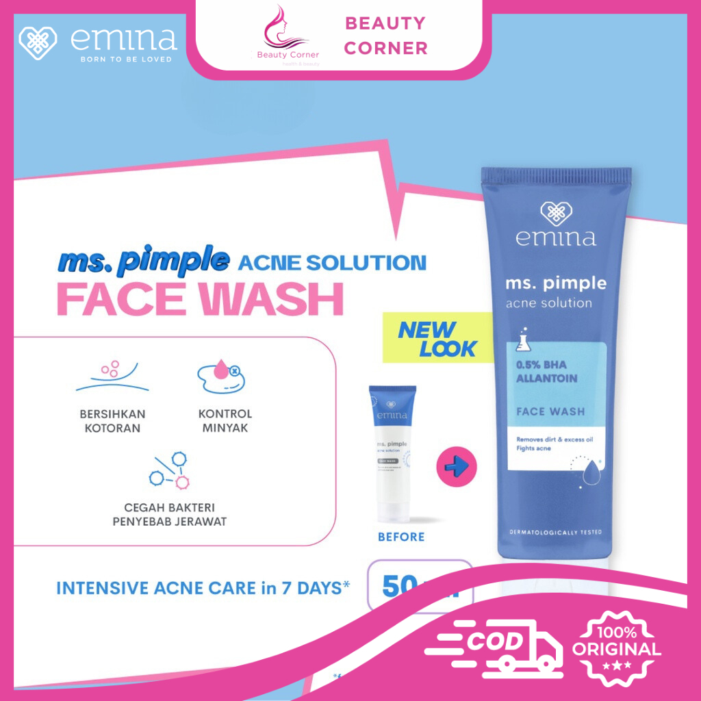 Jual Emina Ms. Pimple Acne Solution Face Wash - 50ml | Shopee Indonesia