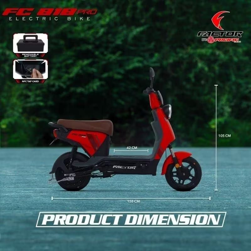 SEPEDA LISTRIK FACTOR FC 818 / 818 PRO / 813 500 WATT 48V/12AH SPEDOMETER BOX BATERAI GARANSI RESMI