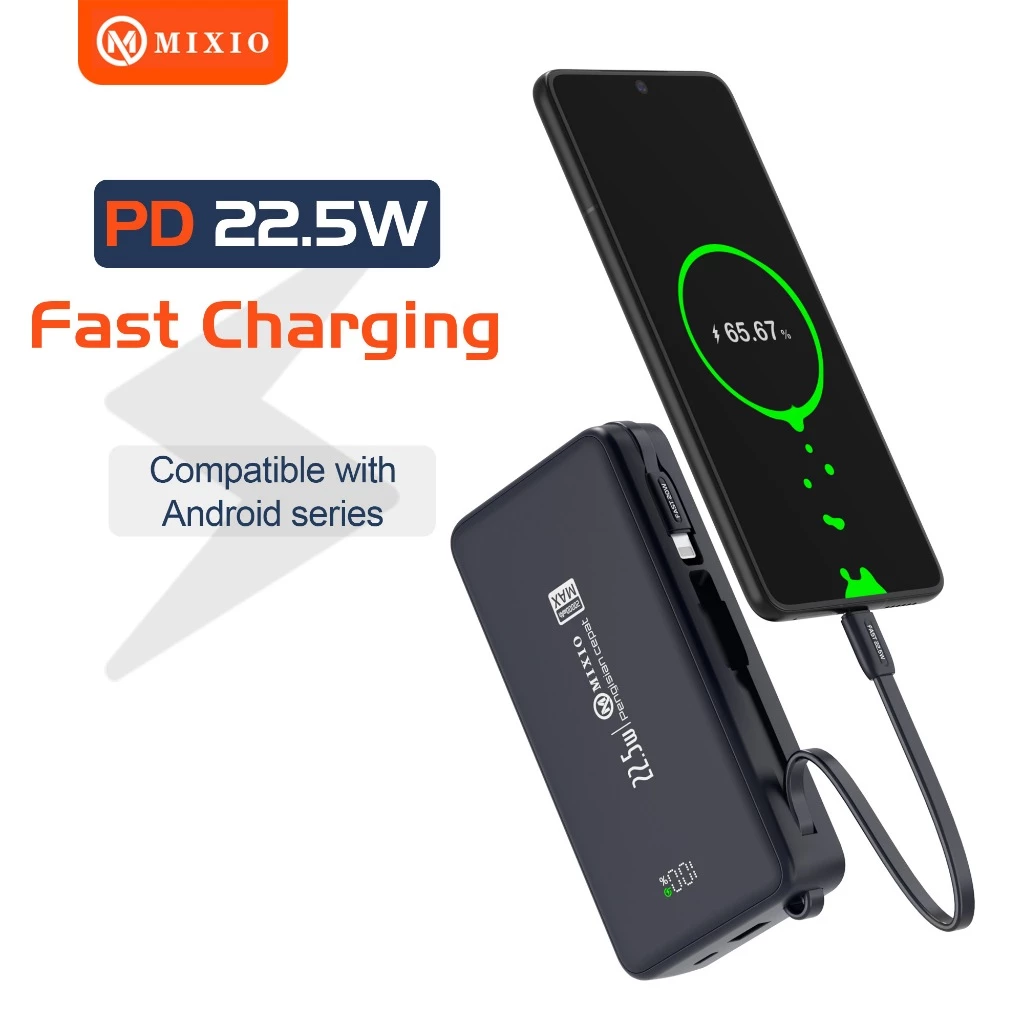 MIXIO MP-10 20000mAh Powerbank 22.5W With Kabel Fast Charging Lightning & Type C For Iphone/Android