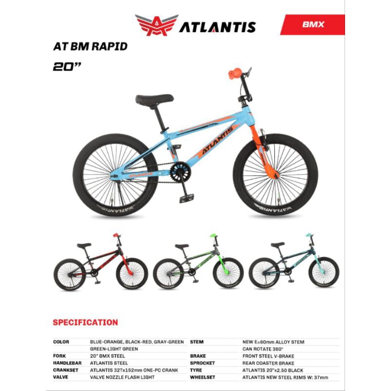 Jual Sepeda BMX 20 inc Atlantis Barong Rapid Rotor Rem Torpedo Ban ...