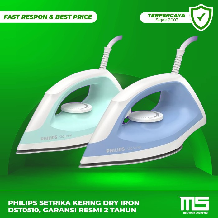 Jual SETRIKA PHILIPS DST0510 DRY IRON ANTI LENGKET 350Watt GARANSI ...