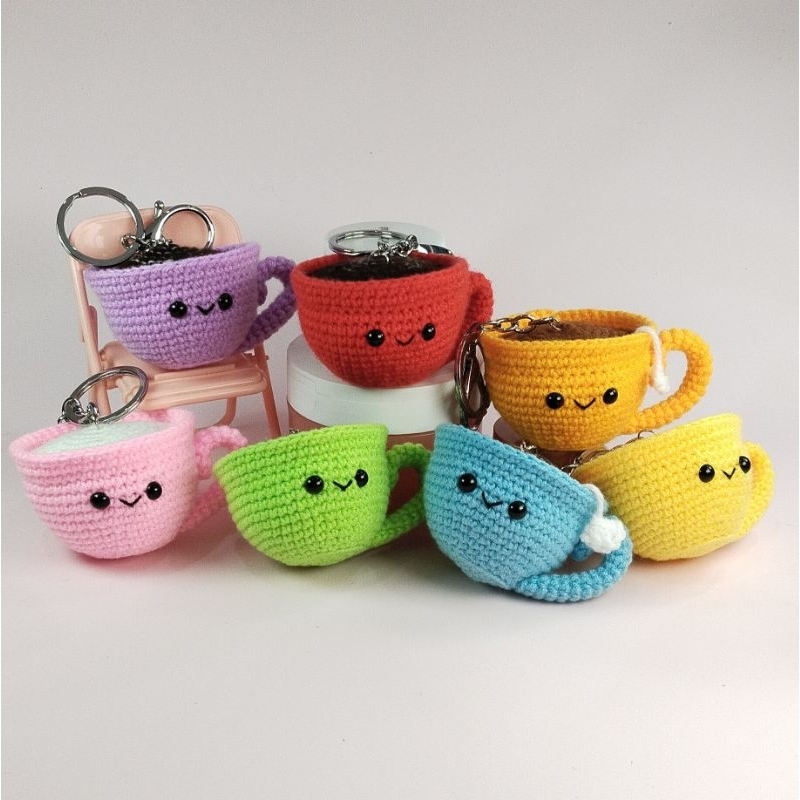 Jual Amigurumi Cup Keychain / Gantungan Kunci Cangkir / Ganci Rajutan ...