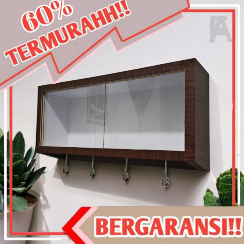 Jual Rak Dinding Pintu Geser Kaca Transparan dengan Gantungan Kunci ...