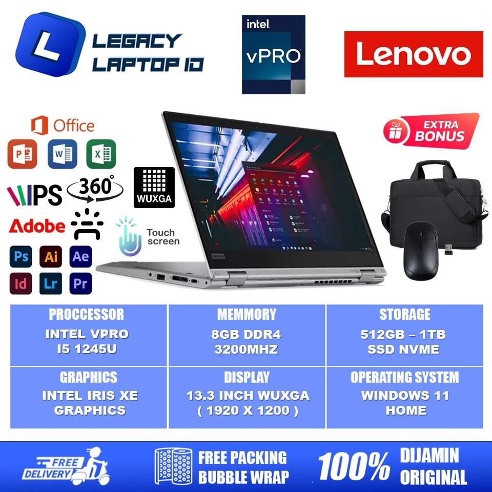 Jual Laptop 2in1 Lenovo ThinkPad L13 Yoga Gen 3 Intel VPRO I5 1245U 8GB ...