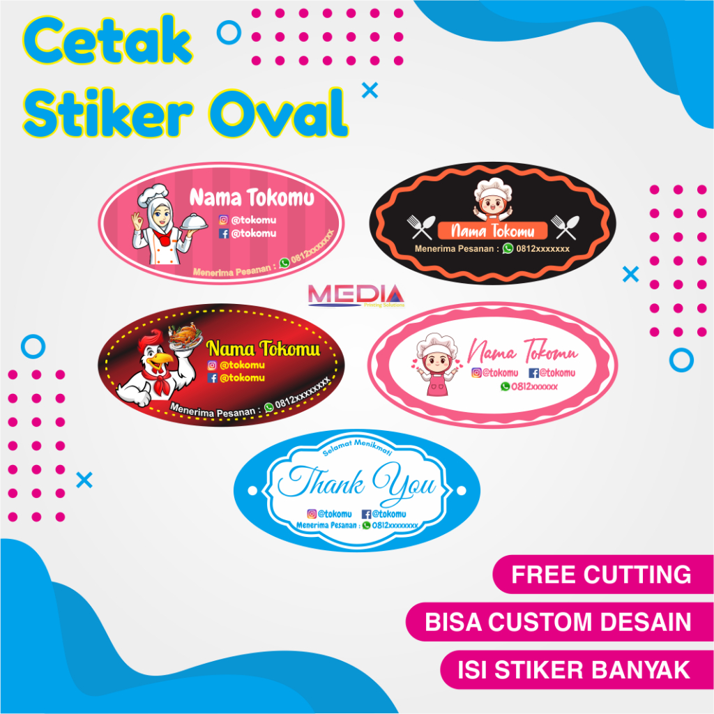 Jual Stiker Oval Label Sticker Olshop Logo Toples Makanan Kue dan ...