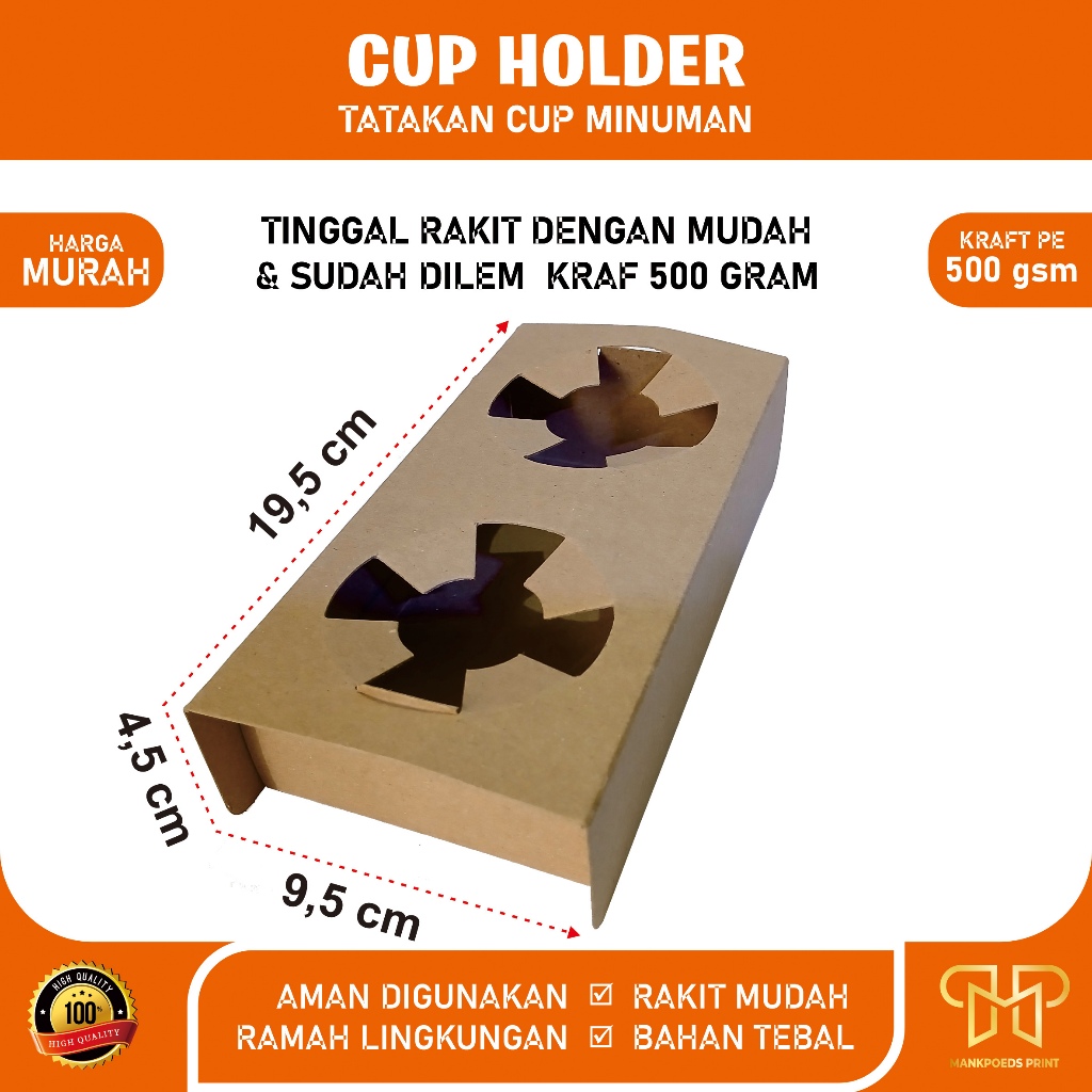 Jual Paper Cup Holder, Tatakan Minuman Take Away kraft 500 gram ...