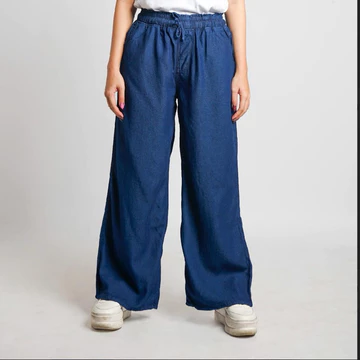 Celana Kulot Panjang Jeans Wanita Fit Super Jumbo 100kg Bigsize Jumbo Pinggang Karet Coco DLINE