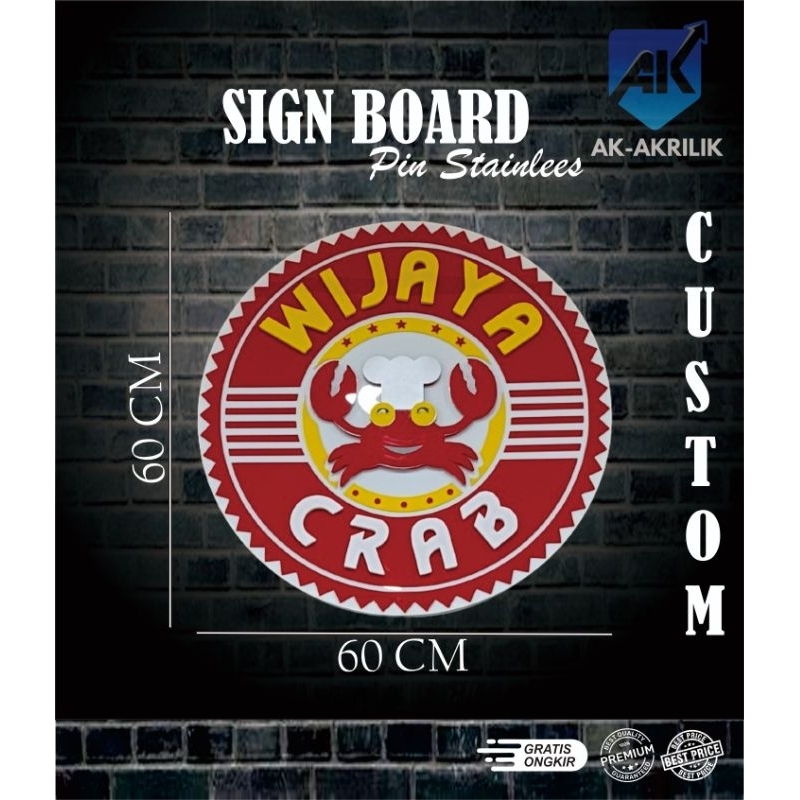 Jual Sign Board Akrilik Pin Stainlees Custom/Sign Board Timbul Huruf ...