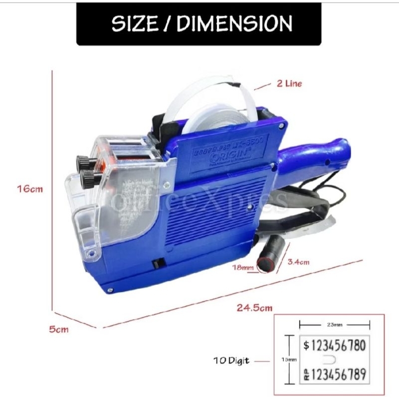 Jual MESIN ALAT LABEL HARGA 2 BARIS 10 DIGIT PRICE TAG LABELLER ORIGIN ...