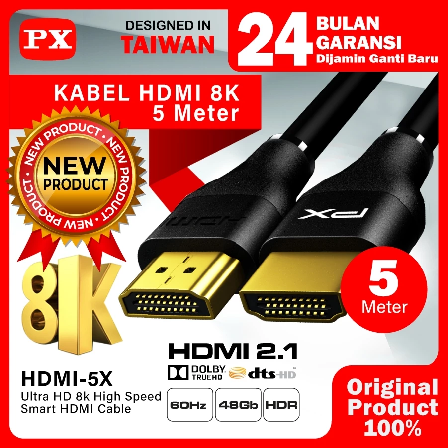 Kabel HDMI 2.1 High Speed UHD 8K HDR HDMI Cable 5M PX HDMI-5X