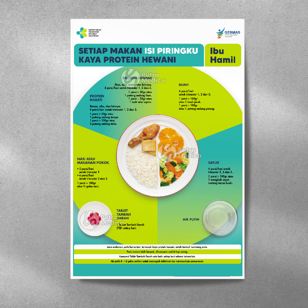 Jual Poster Kesehatan Isi Piringku Kaya Protein Hewani Ibu Hamil A3 ...