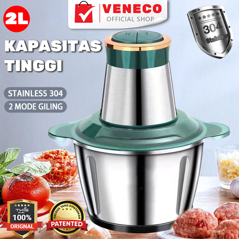 Jual Blender Chopper Stainless Steel 2L Penggiling Bumbu Daging Sayur ...