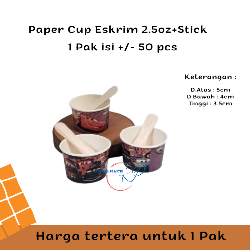 Jual Cup Ice Cream Kertas 2.5oz Motif l Paper Cup Es Krim 2,5oz ...