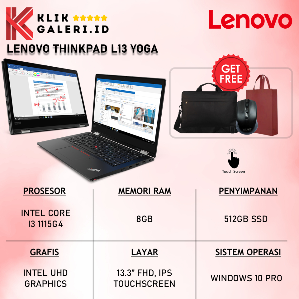 Jual Laptop Lenovo Thinkpad L13 Yoga Intel i3 RAM 8GB 512GB SSD 13.3 ...
