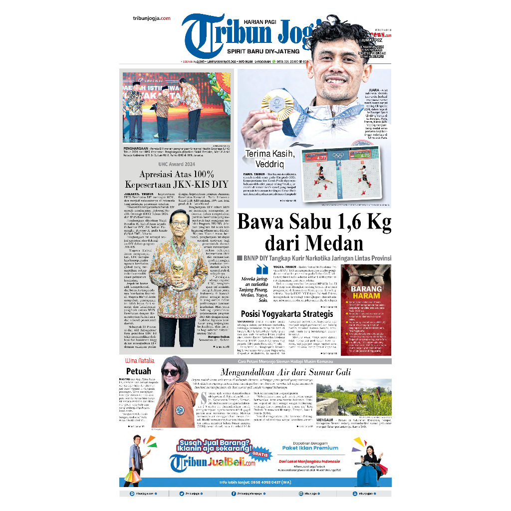 Jual Koran TRIBUN JOGJA 09 Agustus 2024 (Veddriq Leonardo) | Shopee ...