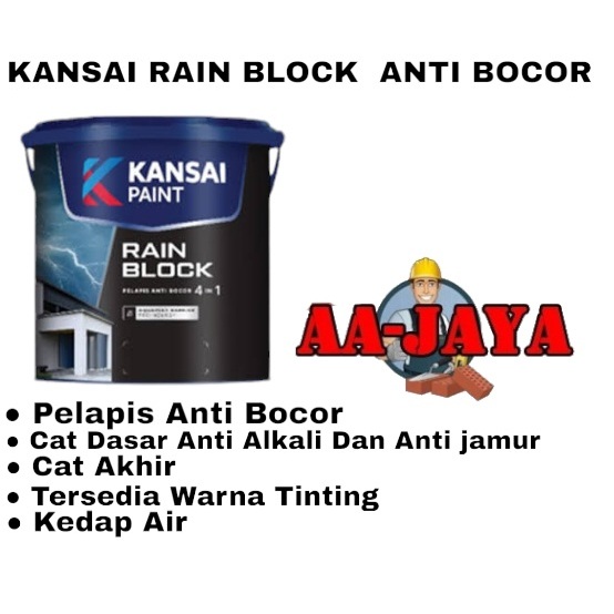 Jual CAT TEMBOK KANSAI RAIN BLOCK CAT ANTI BOCOR UKURAN 20 KG WARNA ...