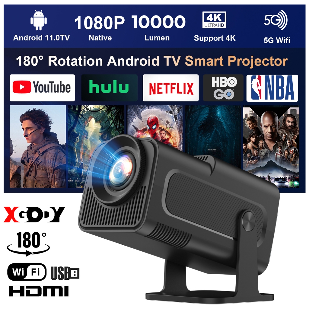 XGODY Gimbal A2 4K Beamer - WiFi, Bluetooth & 360° Drehung Für Heimkino