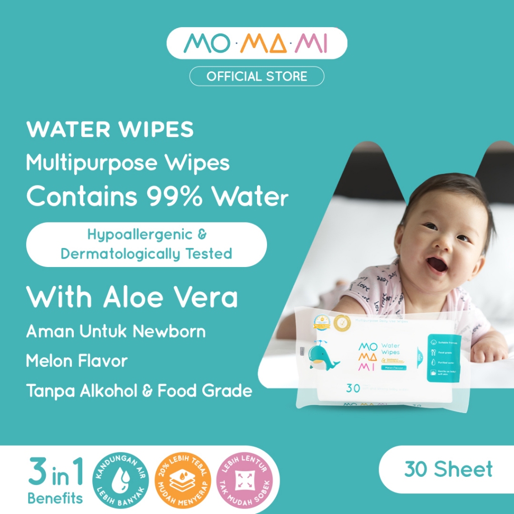 Jual Momami Wet Tissue Baby Water Wipes - Tisu Basah 99% Air Murni ...