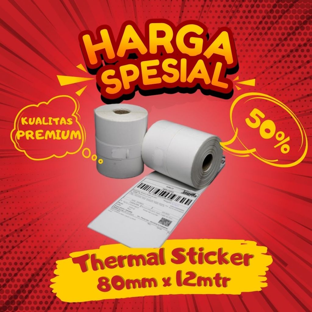 Jual KERTAS STIKER THERMAL STICKER LABEL PRINTER THERMAL 80X50 80MM ...