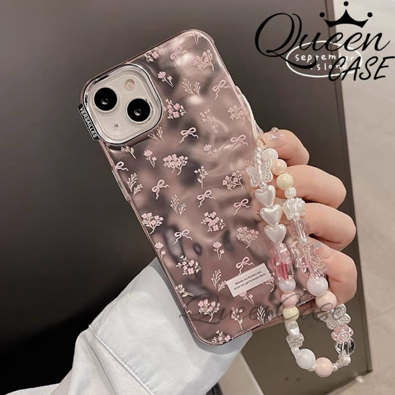 Jual RIBBON CASE PINK FLOWER BELL METALIC FOR IP 15 14 PLUS 13 12 MINI ...
