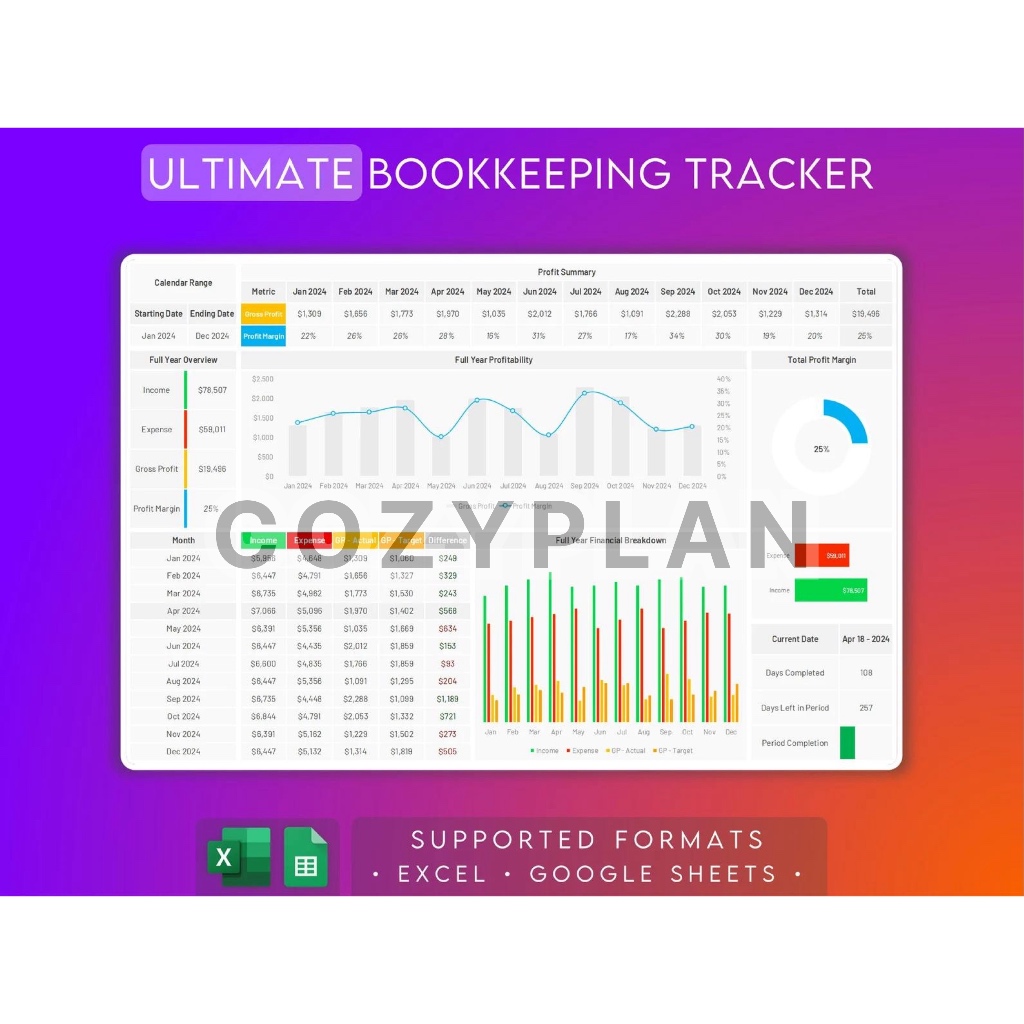 Jual Small Business Bookkeeping Template | Excel & Google Sheets ...