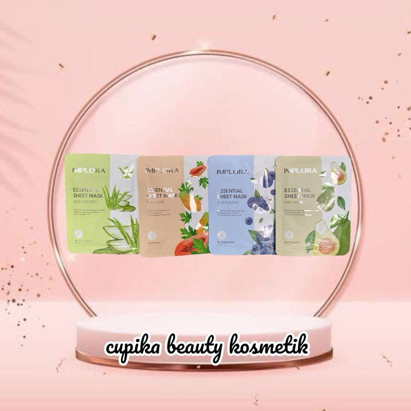 u,iz} [min 3] IMPLORA essential sheet mask 25 gr masker wajah tisu with double moisturizing