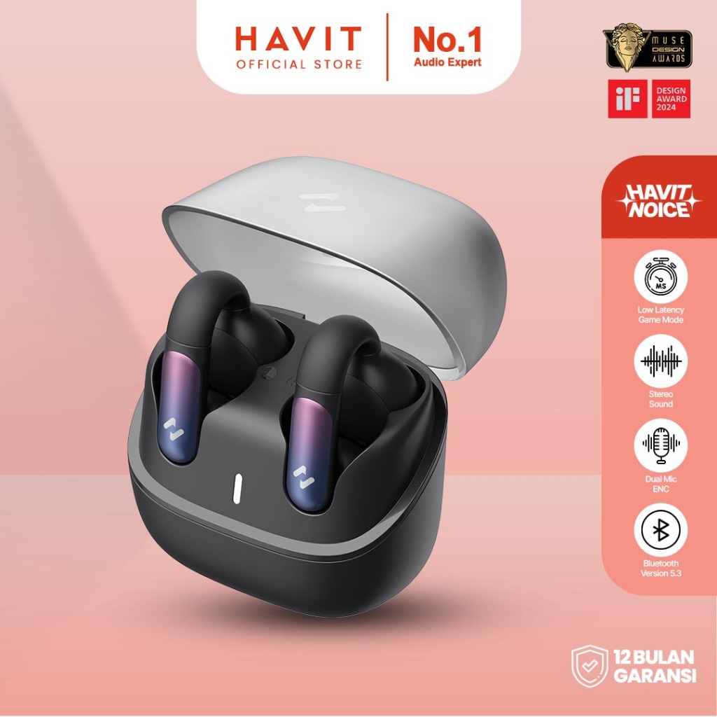Havit Openbuds Open-Ear Clip Earphones Connect Havit Life App-Black