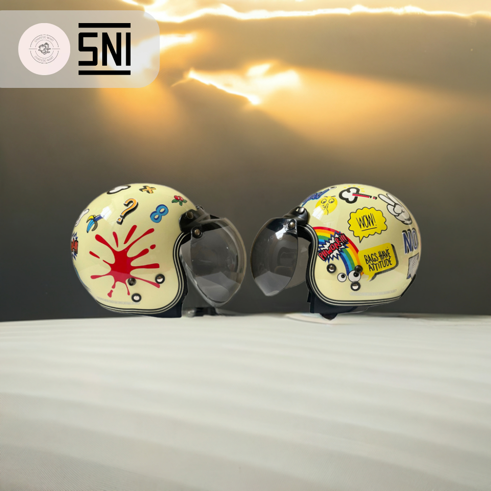 Jual Helm Bogo Unik & Stylish Pria Wanita (Cream Phow) | Shopee Indonesia