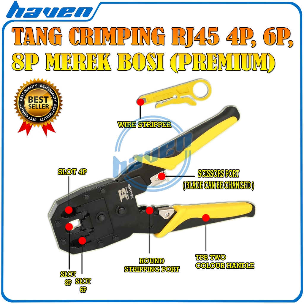 Jual Tang Krimping Tools RJ 45 RJ 11 BOSI Crimping Tool RJ45 RJ11 Merek ...