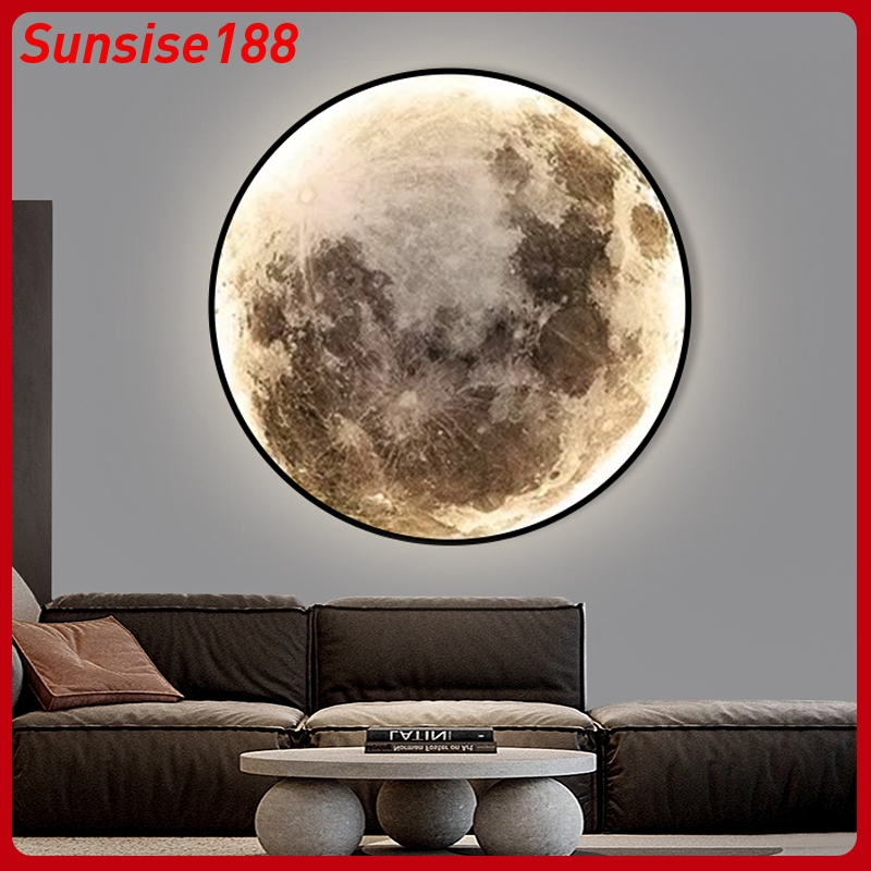 Lampu dinding kamar tidur Nordic modern minimalis lampu dekoratif langit LED lampu dinding bulan koridor ruang tamu lampu mural kreatif