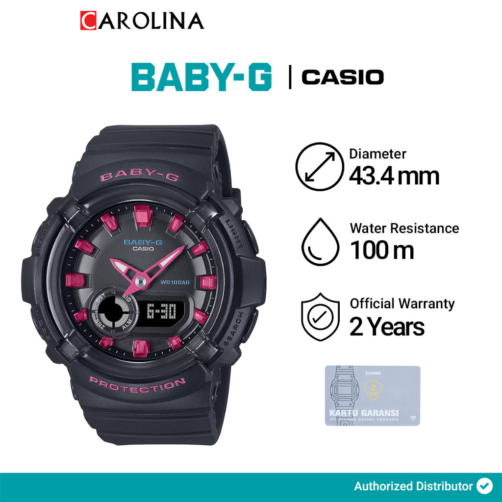 Jam Tangan Wanita Casio Baby-G BGA-280DN-1A Digital Analog Dial Black Resin  Band