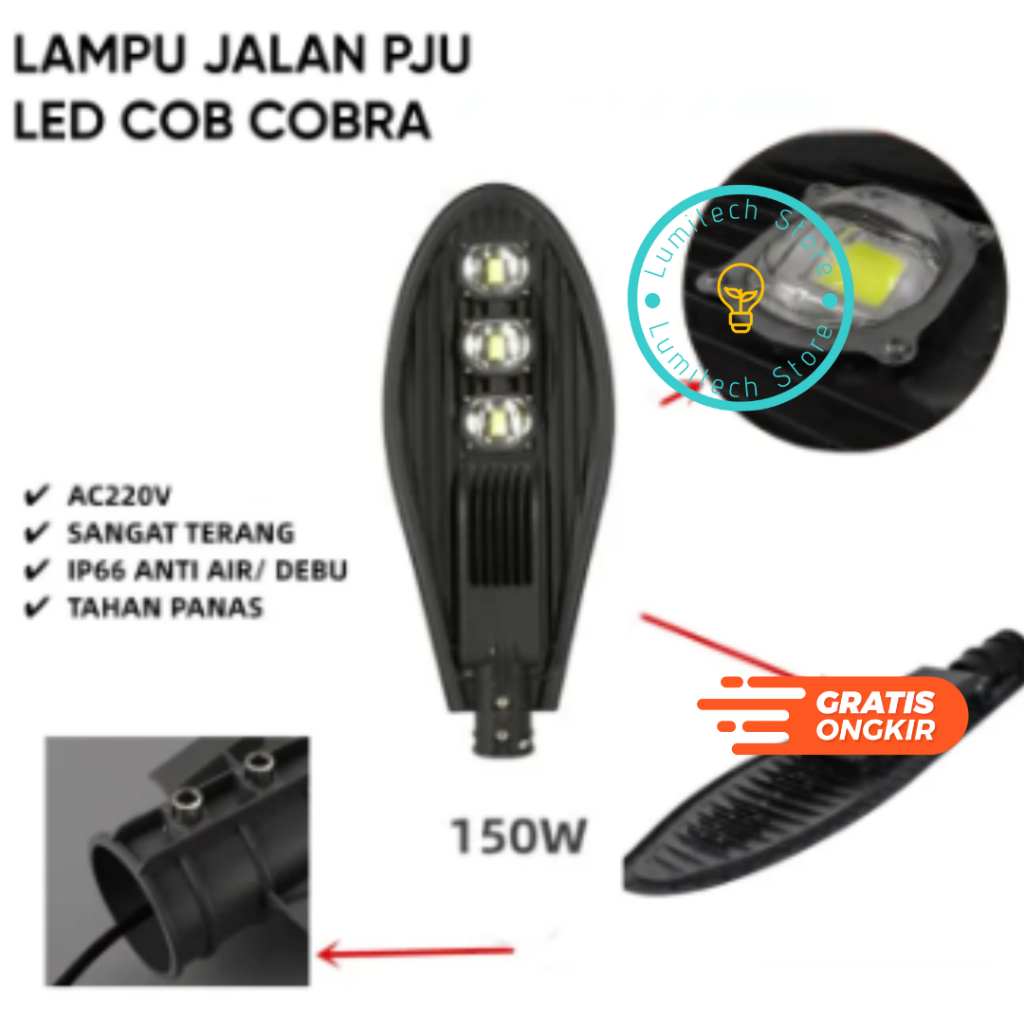 Jual [SNI] LAMPU JALAN PJU LED 50W 100W 150W 200W COBRA LED / Lampu ...