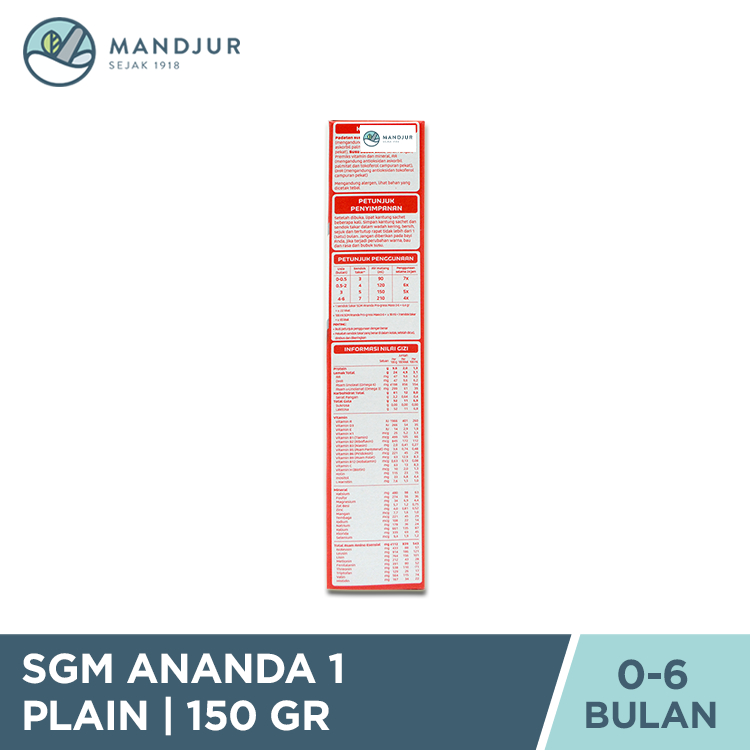 Jual SGM Ananda 1 (0 - 6 Bulan) Formula Bayi Bubuk 150 Gram | Shopee ...