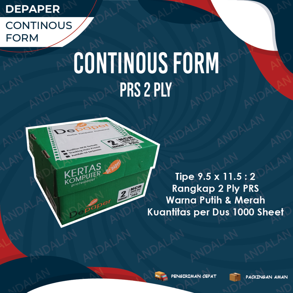 Jual Depaper Continuous Form 9.5 x 11:2 PRS 2 Ply 1 Box Kertas Komputer ...