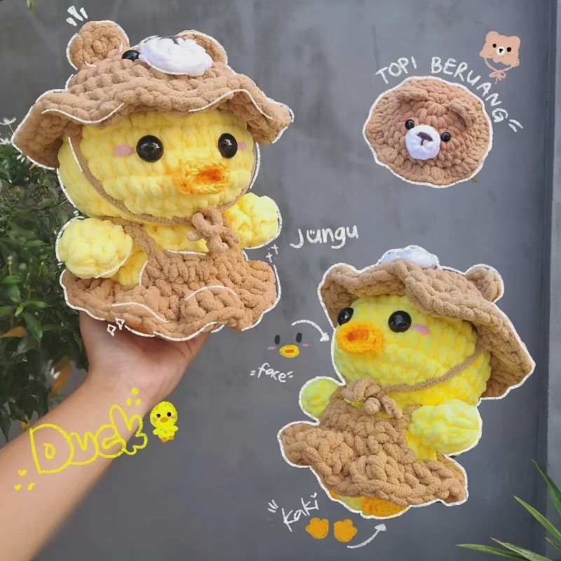 Jual [8cm and 20cm] Crochet duck doll and keychain | Boneka Rajut bebek ...