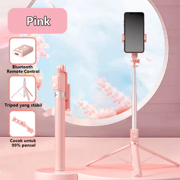 Tech Tongsis Tripod Selfie Stick Besar Lampu LED Bluetooth 4 In 1 Dengan 7 Tombol Remote