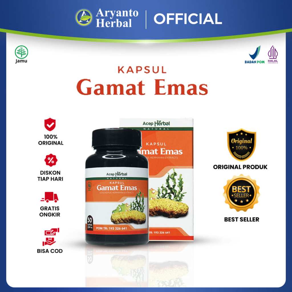 Kapsul Gamat Emas Isi 50 Kapsul Ekstrak Teripang ASLI MULTIKHASIAT OBAT PENYAKIT KRONIS & NON KRONIS