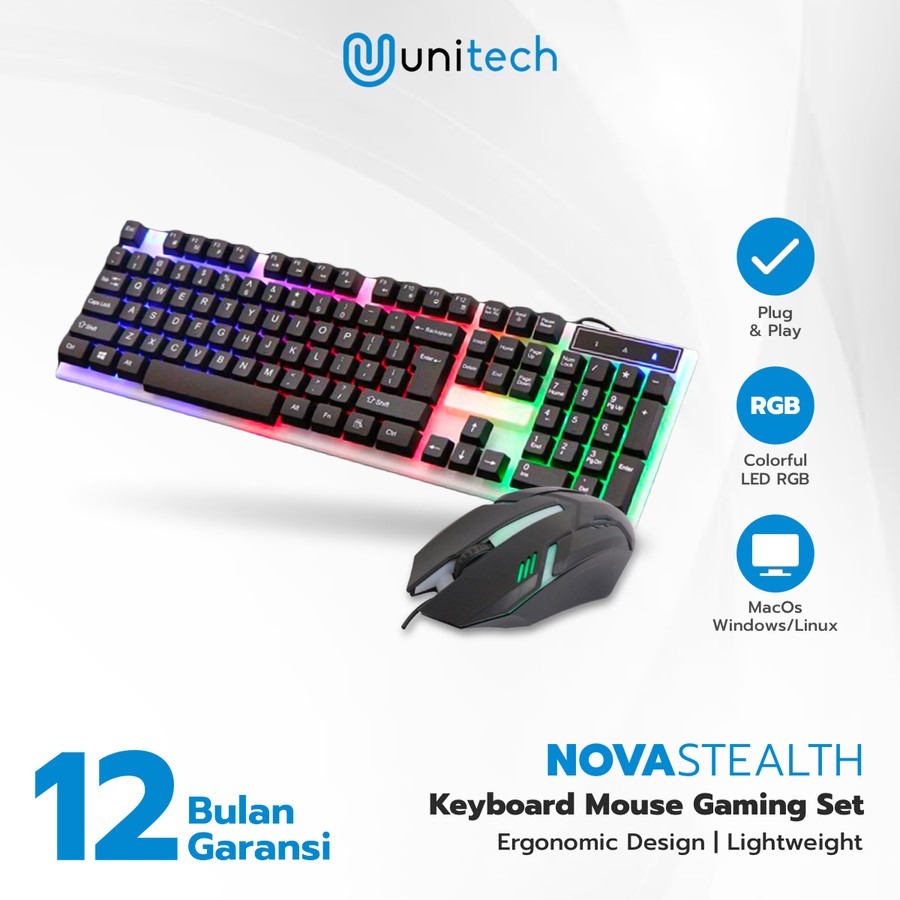 Jual Gaming Set RGB Keyboard + Mouse Gaming Combo Set - Nova Stealth ...
